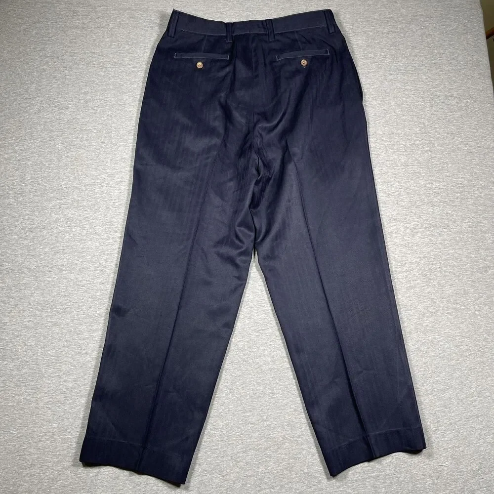 Tommy Bahama Dress Pants Mens 34 (32x28) Blue Silk Satin Pleated Relaxed Cuffed